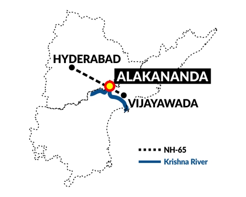 Vijayawada To Hyderabad Map Location Map & Surrounding Developments : Alakananda Riverfront